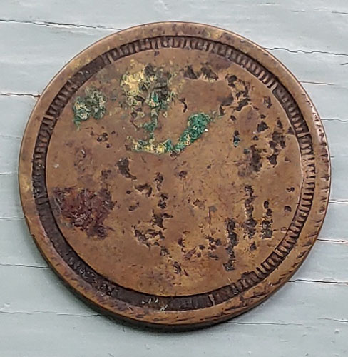 B.C. Amos Card Youmans circa 1800 uniface 25 Cents Copper Token