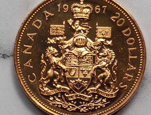 Canada BU 1967 single year type Gold 20 Dollars .5253oz AGW