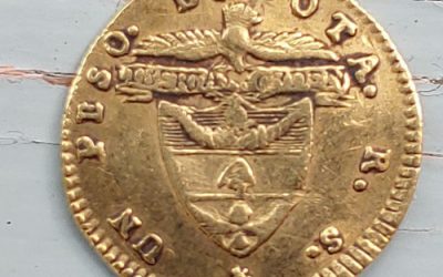 Colombia F/VF 1839 RS Gold Peso some doubling .0475oz AGW