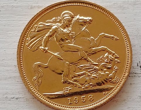 G.B. 1958 QEII Gold Sovereign lt scratch .234oz AGW