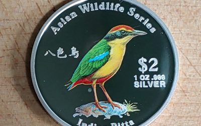 Cook Islands Proof 2001 pure Silver Ounce $2 Indian Pitta Bird