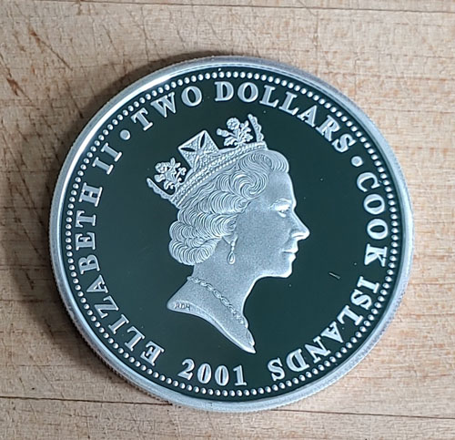 Cook Islands Proof 2001 pure Silver Ounce $2 Indian Pitta Bird US$85