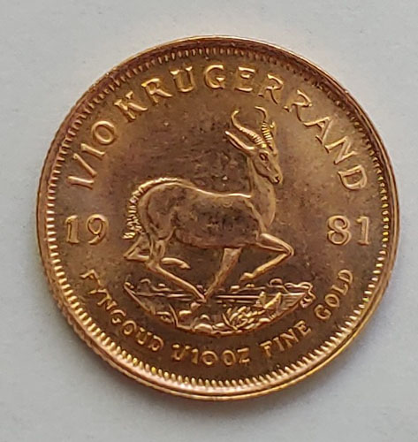 South Africa BU 1981 1/10oz fine Gold Krugerrand