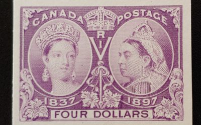 Canada #64P VF 1897 $4 Jubilee Plate Proof on card