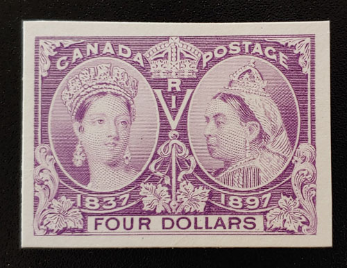 Canada #64P VF 1897 $4 Jubilee Plate Proof on card $800