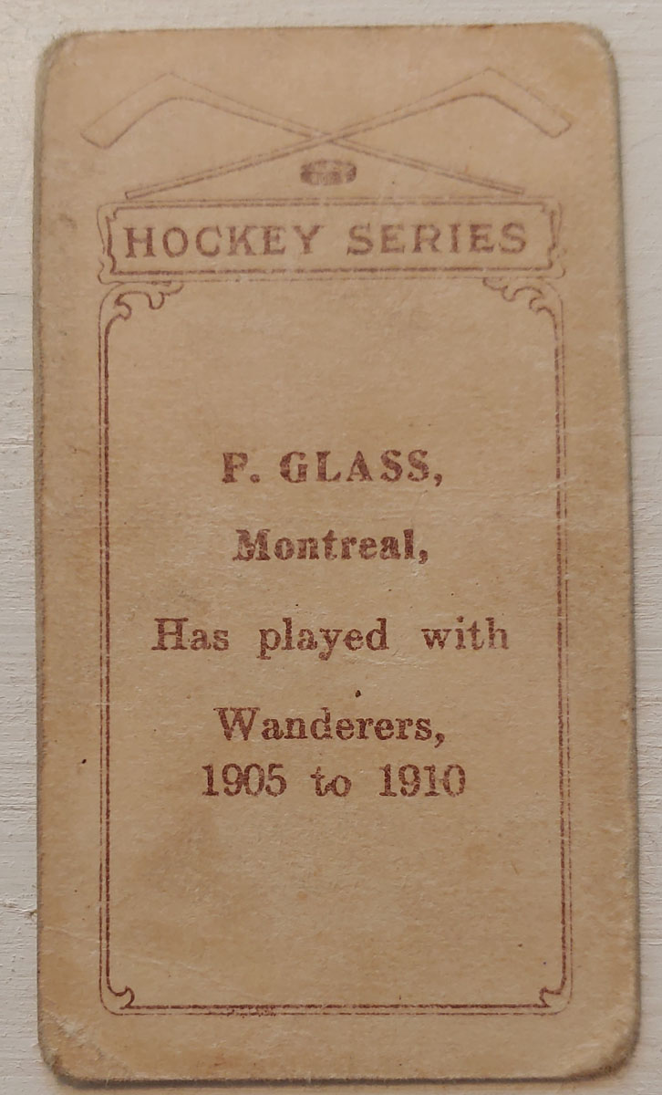 Frank Glass C-56 1910/11 #5 Rookie Hockey Card, rd corners