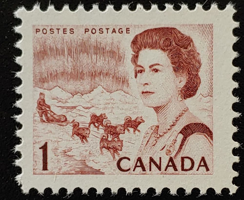 Canada #454f Never Hinged 1c Printed on the Gum Side $1350