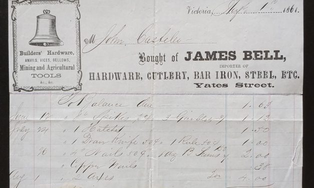 Victoria, V.I. 1 Au 1861 James Bell Mining Tools invoice, ex Wellburn
