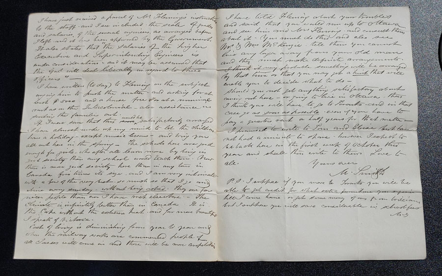 C.P.R. Survey Western Division Victoria 22 Au 1875 4 pg Smith Letter