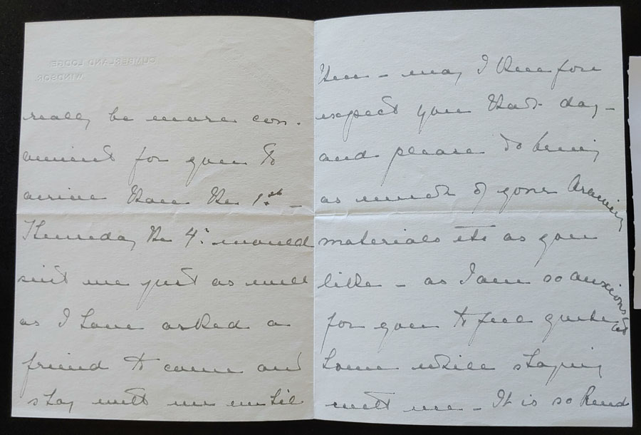 Princess Louise 24 Apr 1905 signed 5x7" 4pg Cumberland Lodge letter