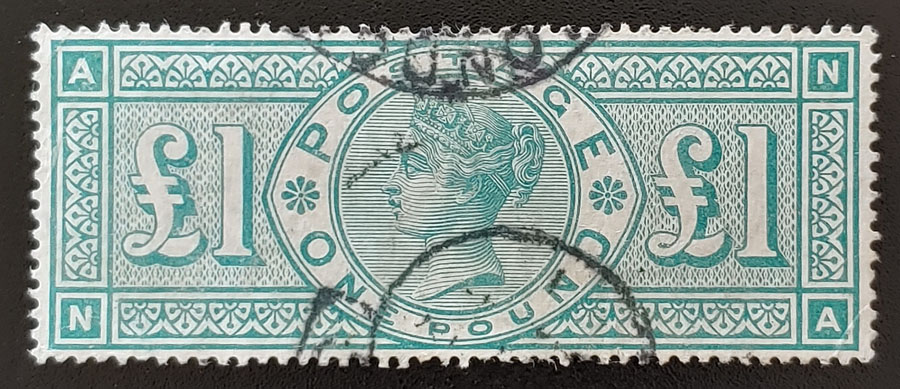 G.B. #124 F/VF Used 1891 Pound Green, corner crease US$800