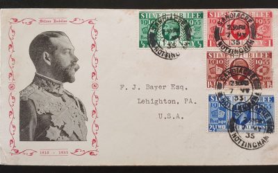 G.B. #226-229 7 May 1935 cacheted typed Address FDC to U.S.