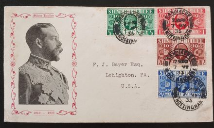 G.B. #226-229 7 May 1935 cacheted typed Address FDC to U.S.