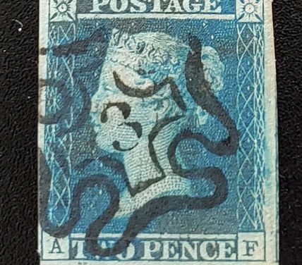 G.B. #4 Fine+ black M/C #3 Used 1841 2d Blue