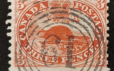 Canada #12 VG+ London 4-ring 19 Used 1859 3d Perforated Pence