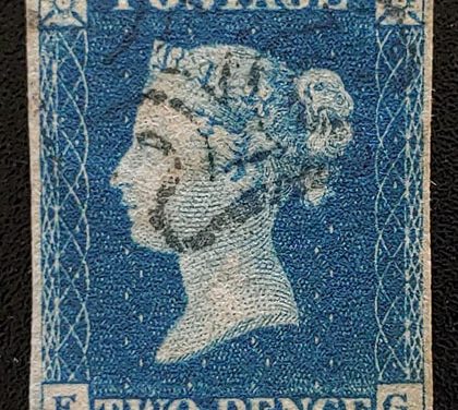 G.B. #2 F/VF black M/C Used 1840 2d Blue, sml flaws