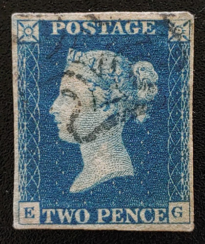 G.B. #2 F/VF black M/C Used 1840 2d Blue, sml flaws US$850