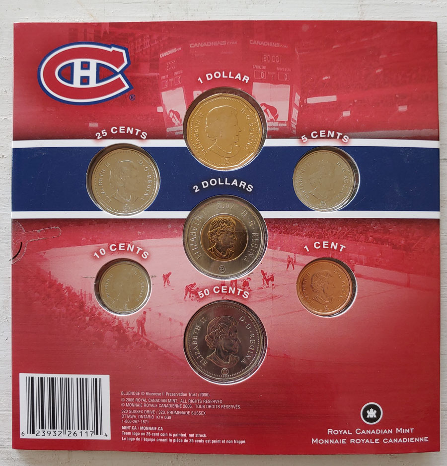 Canadiens BU 2007 coloured Hockey Team 25c in 7-coin Set