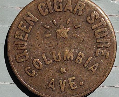 Rossland, B.C. Queen Cigar Store Columbia Avenue uniface Token