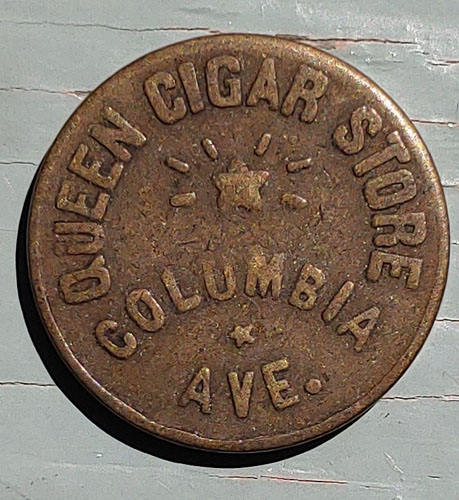 Rossland, B.C. Queen Cigar Store Columbia Avenue uniface Token