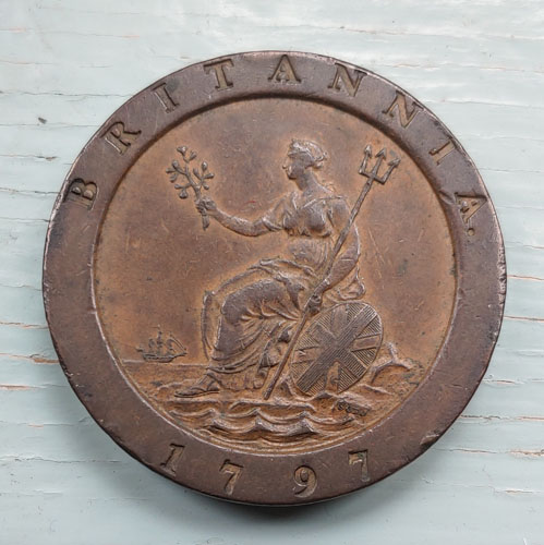 G.B. VF+ 1797 George III Cartwheel Two Pence US$210+