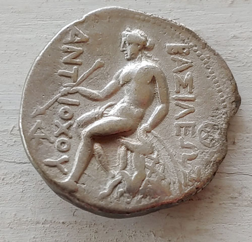 Antiochus III 222-187 BC 16gm Greek Syria Silver Tetradrachm chin mk