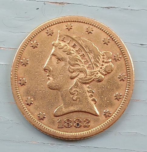 U.S.A./Colonial Canada F/VF 1882 Liberty Gold $5 Half Eagle .24187 oz