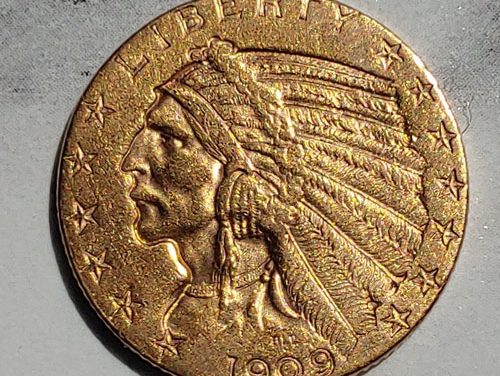 U.S.A. XF 1909D Indian Head Gold 5 Dollars .24187oz AGW