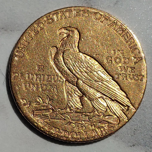 U.S.A. XF 1909D Indian Head Gold 5 Dollars .24187oz AGW