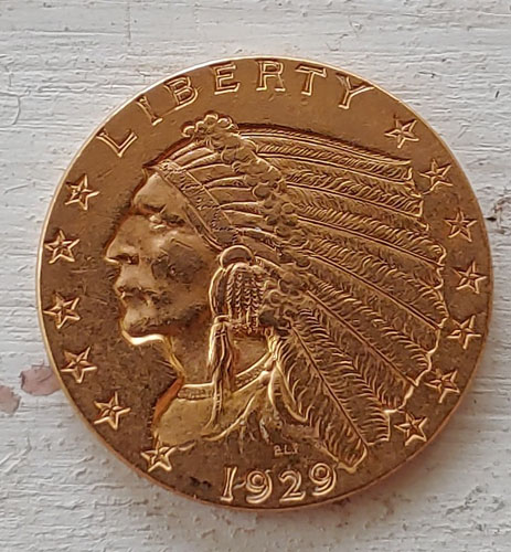 U.S.A. XF 1929 last Indian Head Gold $2.50 Quarter Eagle .12094oz