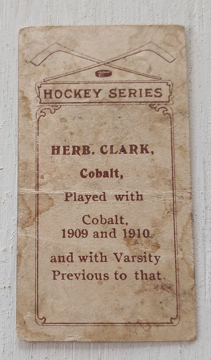 Herb Clark C-56 1910/11 No. 11 Rookie Hockey Card not quite fresh