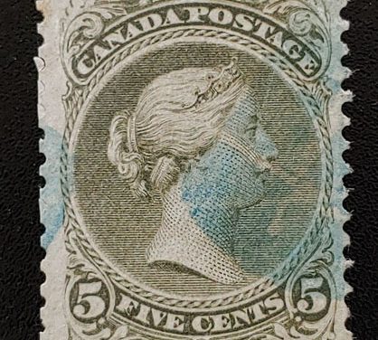 Canada #26a F/VF Used 1875 5c Perf 12 Large Queen lt crease