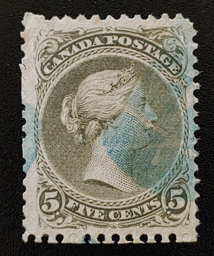 Canada #26a F/VF Used 1875 5c Perf 12 Large Queen lt crease $1000