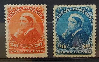 Canada #46-47 F/VF Mint 1893 Widow Weed duo, 20c HHR
