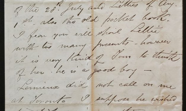 Prince Arthur’s Landing Lake Superior 8 Aug 1878 Marcus Smith letter