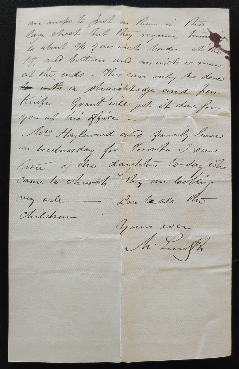 C.P.R. Office Engineer in Chief 28 Jl 1878 Marcus Smith letter to wife