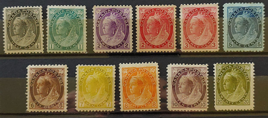 Canada #74-84 Fine+ Mint 1898/1902 QV Numeral Set $1725 (11)