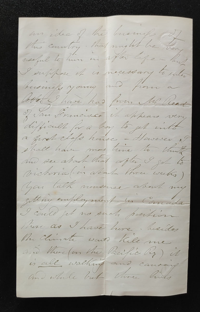 Blackwater 45 Miles NW of Quesnelle 23 Sep 1875 Marcus Smith letter