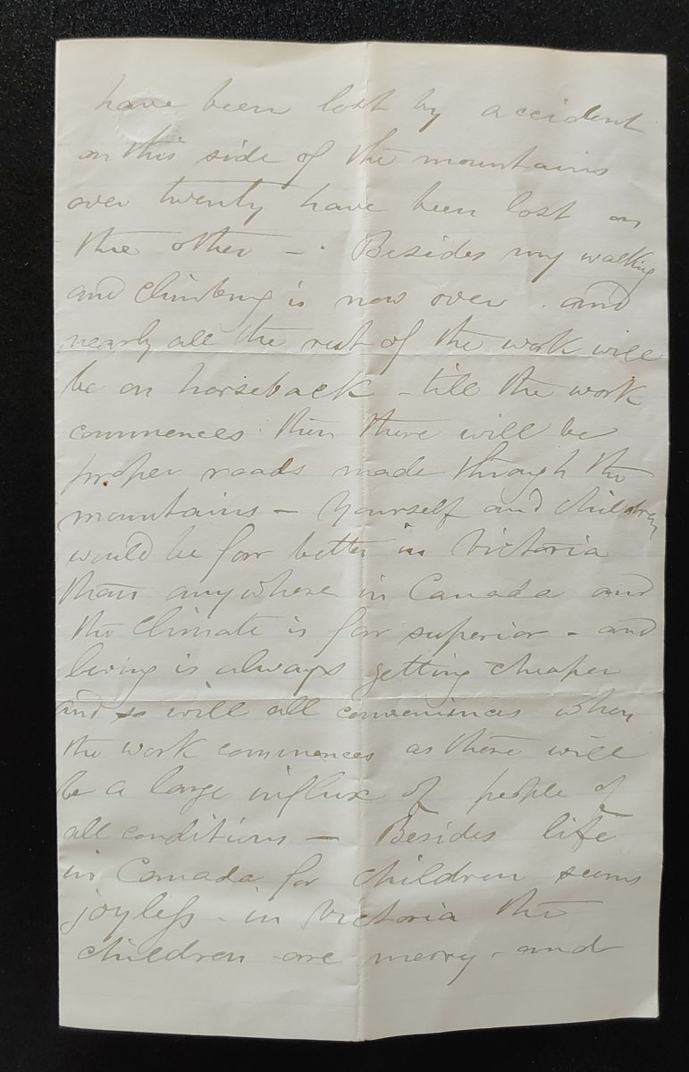 Blackwater 45 Miles NW of Quesnelle 23 Sep 1875 Marcus Smith letter
