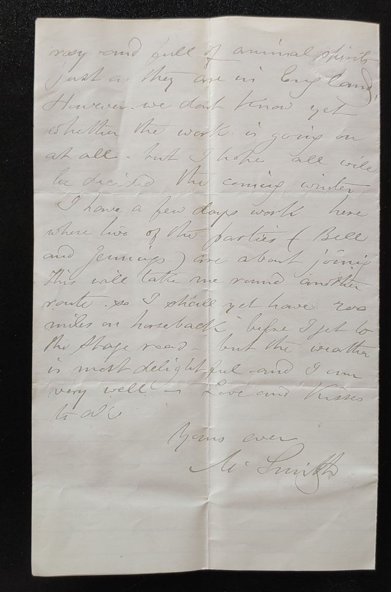 Blackwater 45 Miles NW of Quesnelle 23 Sep 1875 Marcus Smith letter