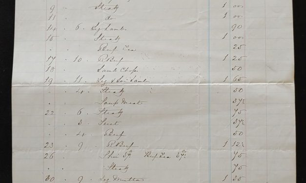 Parker’s Market Victoria, B.C. 31 December 1874 Butcher’s invoice, ex Wellburn