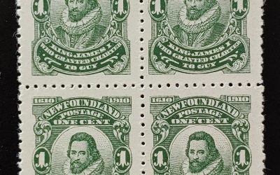 Newfoundland #87ix, xii, xiv VF Mint 2 NH 1c Variety Block (4)
