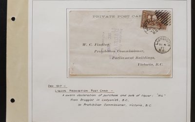 Ladysmith, B.C. 4 De 1917 3c Liquor Prohibition Post Card ex Wellburn