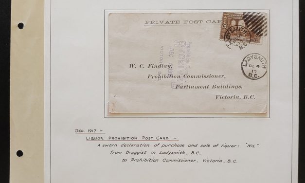 Ladysmith, B.C. 4 De 1917 3c Liquor Prohibition Post Card ex Wellburn