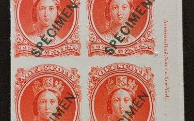 Nova Scotia #12TCxi 10c Plate Proof Specimen Inscription Block