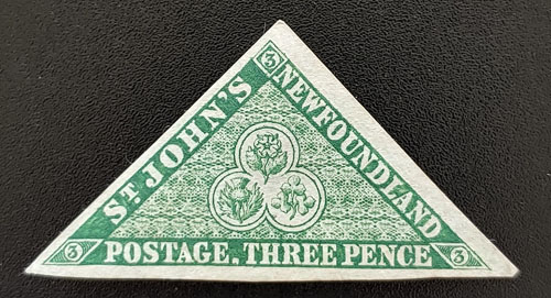 Newfoundland #3 F/VF Unused 1857 3d Triangle