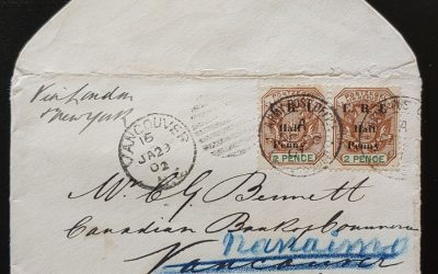 Boer War 12/20 Dec 1901 S.A.C. 4d readdressed B.C. Cover and contents