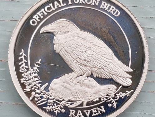 Yukon Proof ounce Pure Silver Raven Round #5/5000