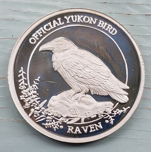 Yukon Proof ounce Pure Silver Raven Round #5/5000