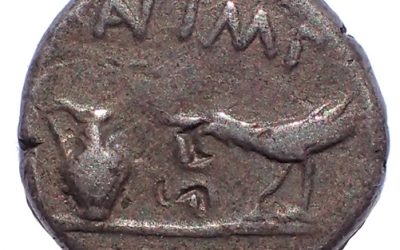Mark Antony and Lepidus 43-42BC 12.5mm 1.8gm Gaul Silver Quinarius